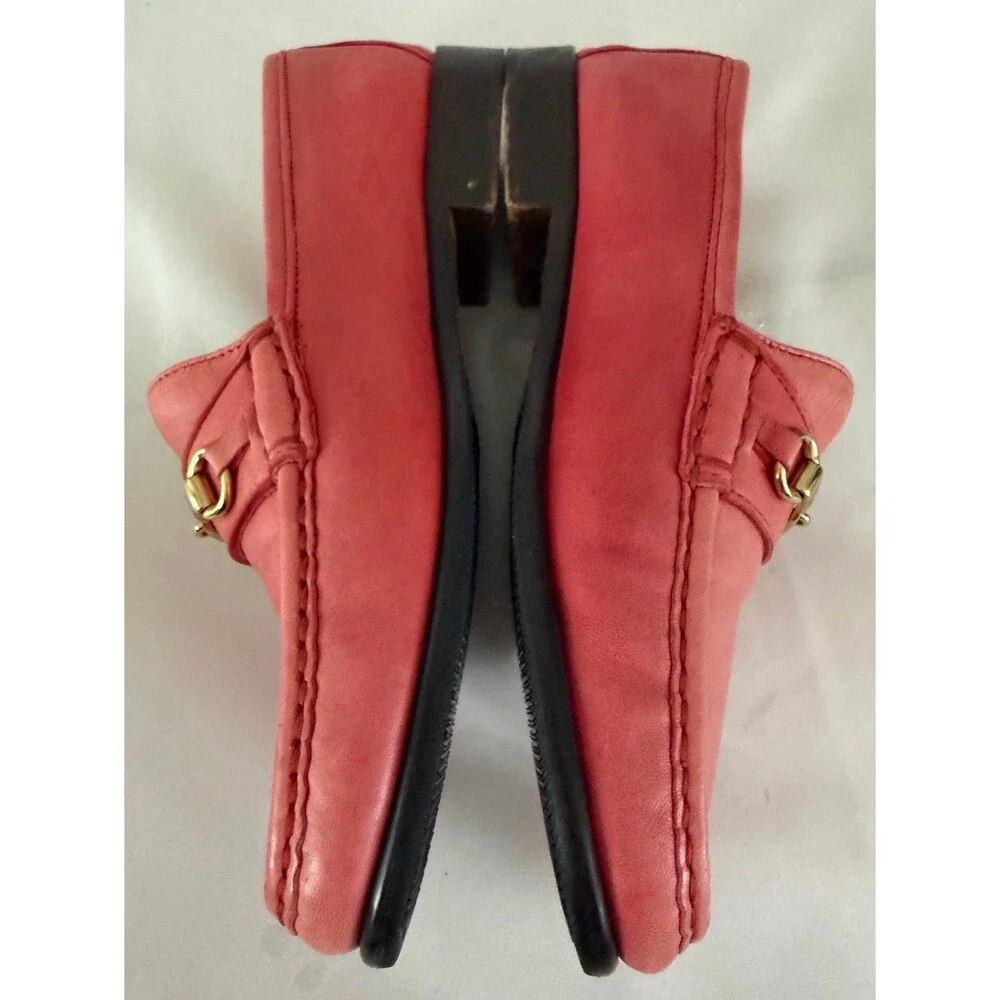 Daniele Lepori Women's Pink Leather Slip-On Loafer Flats Round Toe Logo EU 38